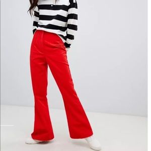 Red Corduroy flare pant
